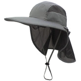 Surblue sun hat with neck flap, wide brim for sun protection on outdoor adventures.
