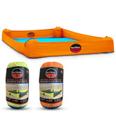Surf Sheet sandproof beach blanket at the shoreline keeps sand away for a cleaner setup.