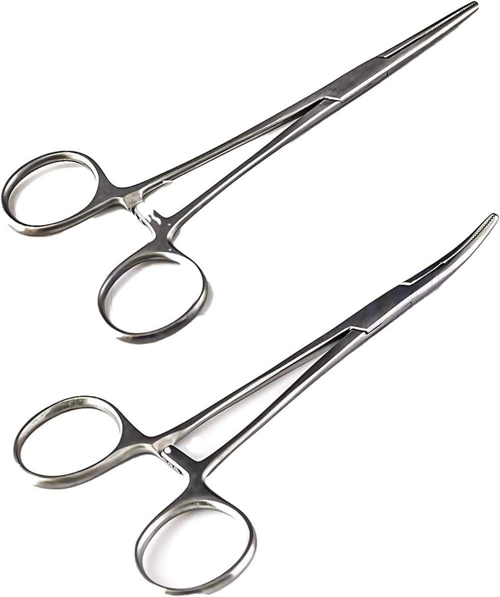 Surgical Online 2 piece 5 inch fishing forceps curved and straight on display