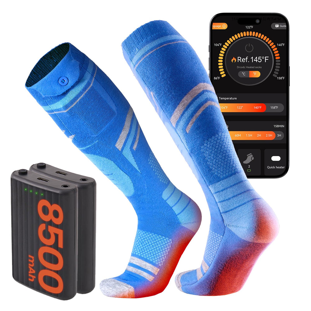 SURGOAL heated socks app control for personalized warmth during outdoor adventures.