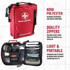 Surviveware rugged 600D exterior demonstrates water and rip resistance for outdoor trails