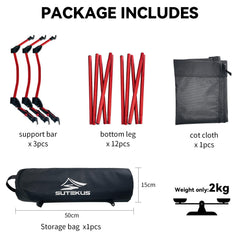 Sutekus portable camping cot assembly-no-tools shows quick setup