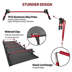 Sutekus ultralight camping cot weight 4.7lbs, ideal for backpacking.