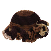 SUXINRY bucket hat with knit ruffled brim for chic winter warmth