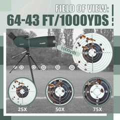 SVBONY SV28 PLUS tripod setup shows stable viewing for long-range observation.