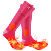 SVPRO electric heated socks front view in pink delivering toe warmth for winter hikes