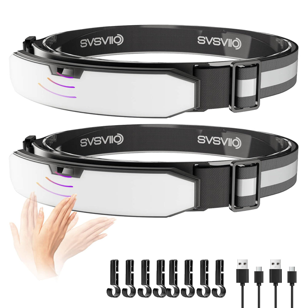 svsviio K0209 two-pack headlamp on delivers bright hands-free lighting for camping and night tasks.
