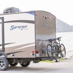 Swagman RV 2-Bike Bumper Rack with bikes secured for trips