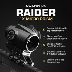 Swampfox Raider etched reticle green BRC enables daylight readability.