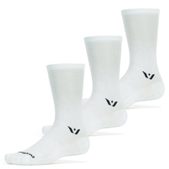 Swiftwick Aspire Seven cycling socks in white pack provide moisture management for dry feet.