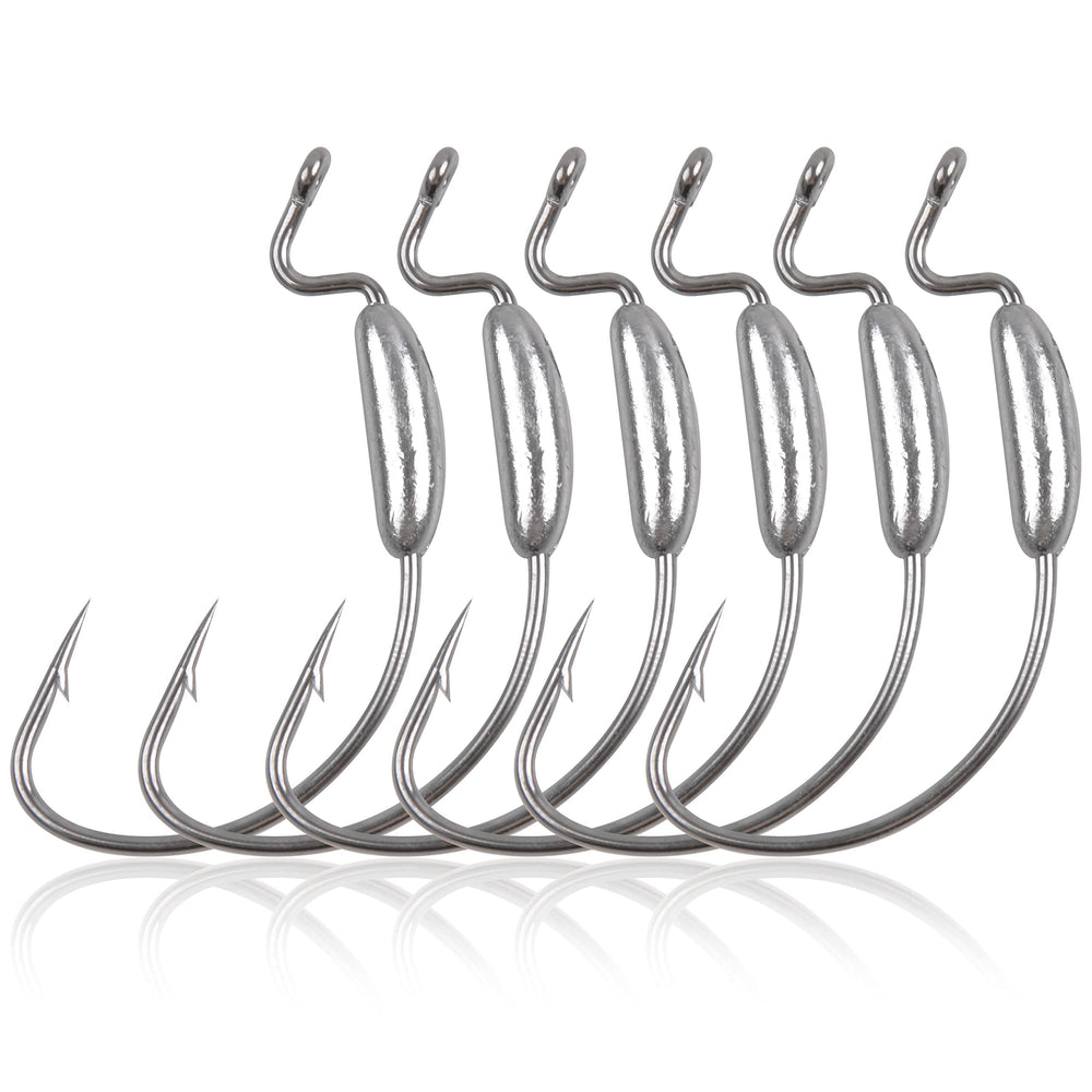 Weighted swimbait hooks 25-piece offset wide-gap jig hooks for soft plastic worms