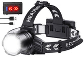SWZA Super Bright Headlamp 2000 lumens front view for clear night hikes and hands-free work.