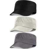 Package of three Syhood cotton cadet army caps in different colors