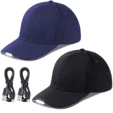 Syhood LED baseball cap front view in black for hands-free lighting during outdoor tasks.