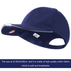 Syhood LED baseball cap front view in navy for comfortable, all-day wear with built-in light.
