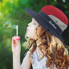 Ponytail hole design on Syhood UV sun hat for girls