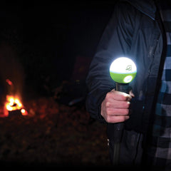 SylvanSport WayLight's water-resistant button switches between direct, ambient, and combined modes.