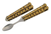 SZCO gold butterfly spoon open design ideal for camping meals on the go