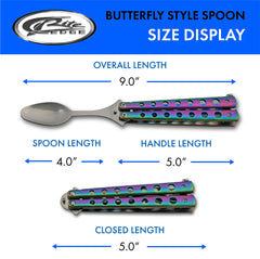 SZCO Rainbow Butterfly spoon in action during outdoor dining