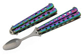 SZCO Rainbow Butterfly folding spoon open for camping meals
