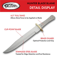 Close-up of Szco Supplies Hunter Blade Knife 15-Inch blade and tang