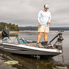 G-Force handle installed on trolling motor shaft with hook-and-loop strap