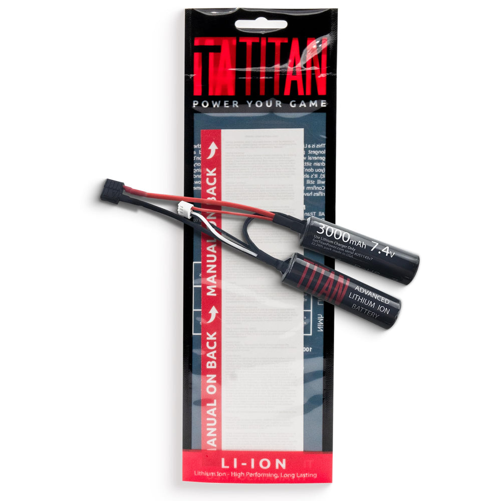 T TITAN titanium airsoft battery 3000mAh delivers sustained power for longer games.