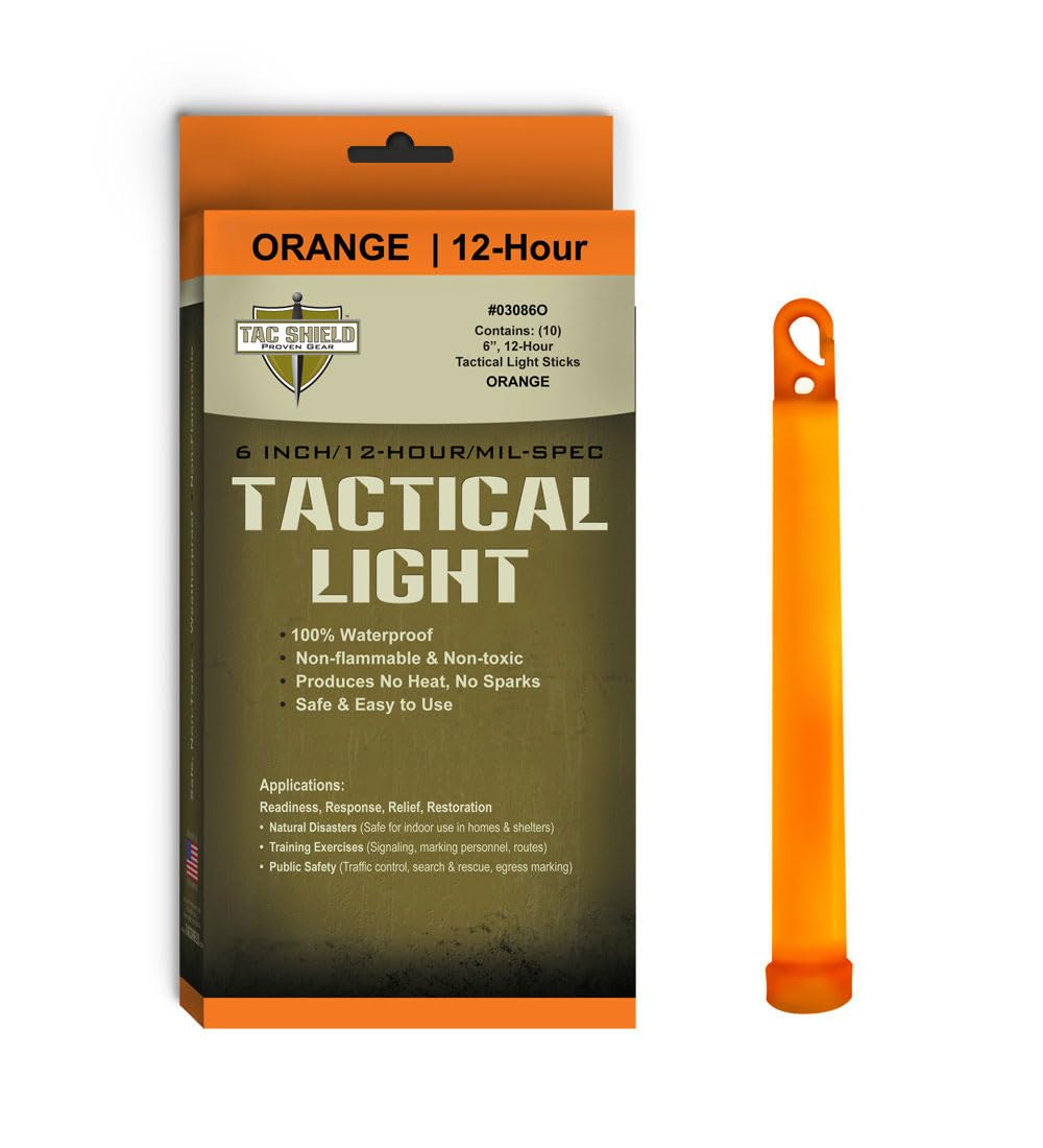 Tac Shield orange 6-inch light stick for field marking and emergency lighting