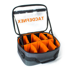 TACDEFNEX waterproof fishing reel case front view with carrying handle