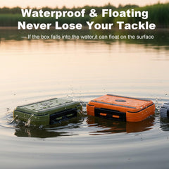 Gray tackle box highlighting the double-sided design and secure lock