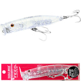 Tackle House Feed Popper 150 Clear front view highlights topwater lure for surface strikes