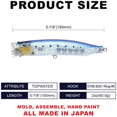 Tackle House Feed Popper 150 IWASHI side angle showing water splash to attract predators