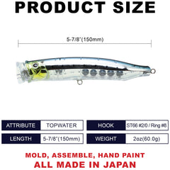 Tackle House Feed Popper 150 side angle showing slim profile for snag-free retrieves