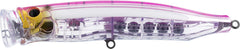 Tackle House CFP150 NR Pink Back popper on water surface for tantalizing surface strike