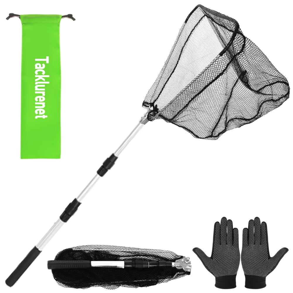 Tacklurenet folding kayak fishing net extended to 50in-38in-30in