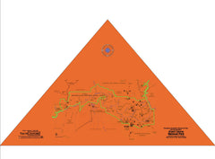 Tacticouture survival bandana folded to reveal the emergency map in a compact form.