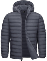 TACVASEN down coat men hooded packable gray – lightweight warmth on the go