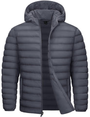 TACVASEN down coat men hooded packable gray – lightweight warmth on the go