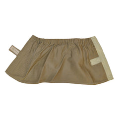 Tag Safari gaiters canvas khaki elastic top closeup prevents burs on laces