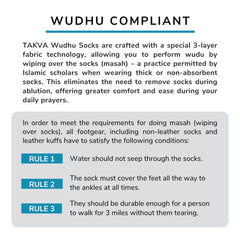 Takva Wudhu Socks waterproof-sole view highlights protection in wet conditions.
