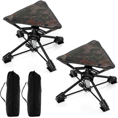 Tangkula 360° swivel camping stool camouflage in outdoor setting for flexible seating.