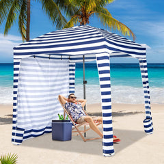 Tangkula Beach Cabana 6x6 setup provides shaded space for family or friends.