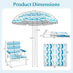 Tangkula beach chair back pocket blue keeps essentials within reach