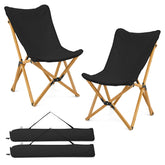 Tangkula camping chairs 2-pack folded in beige with carrying bag for easy transport.