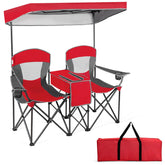 Tangkula loveseat camping chair with canopy red offers shaded seating for two outdoors