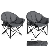 Tangkula oversized camping chair folded in carry bag for easy transport.