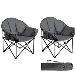 Tangkula oversized camping chair folded in carry bag for easy transport.