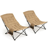 Tangkula padded camping chair set of two with carry bags for easy outdoor relaxation.