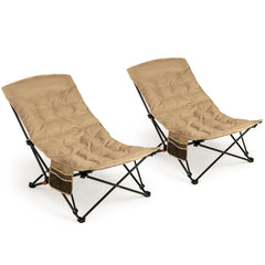 Tangkula padded camping chair set of two with carry bags for easy outdoor relaxation.