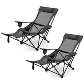 Tangkula reclining camping chair 2-pack offers comfortable outdoor seating for camping or beach days.